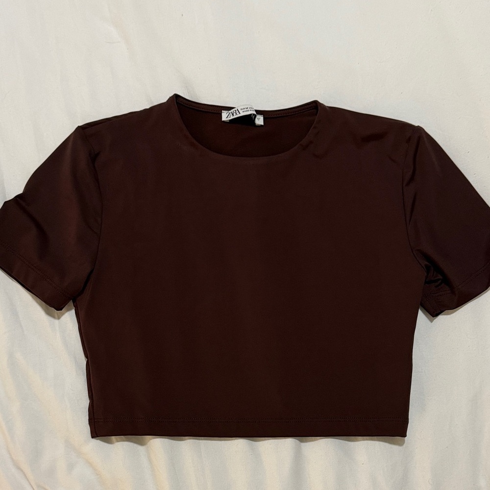 Zara Dark Brown Women's Crop Top
